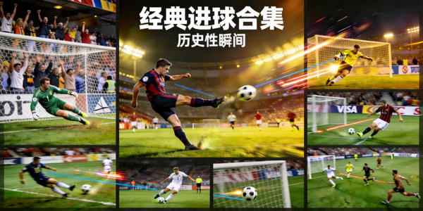经典进球合集 - 视频截图显示多个历史性进球的瞬间